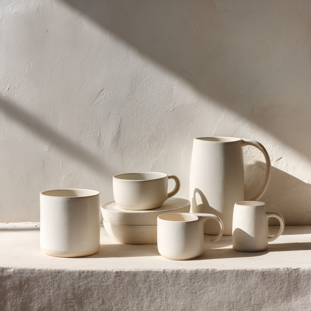 Zestaw ceramicznych kubków i naczyń – ceramika sezonowa